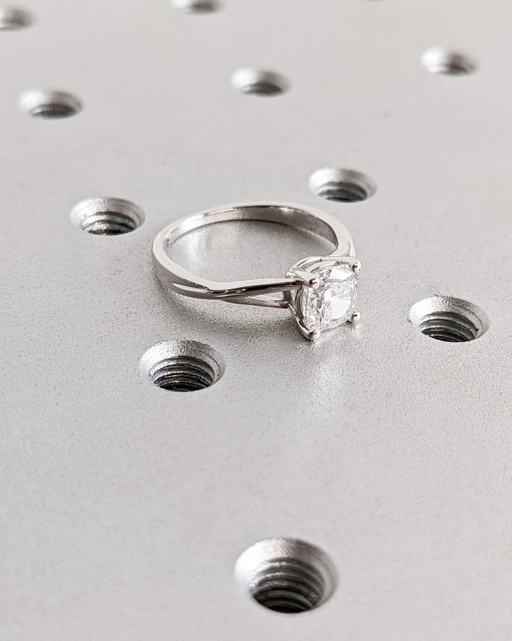 1.0CT Cushion Lab Grown Split Shank Diamond Engagement Ring Unique Twisted Band