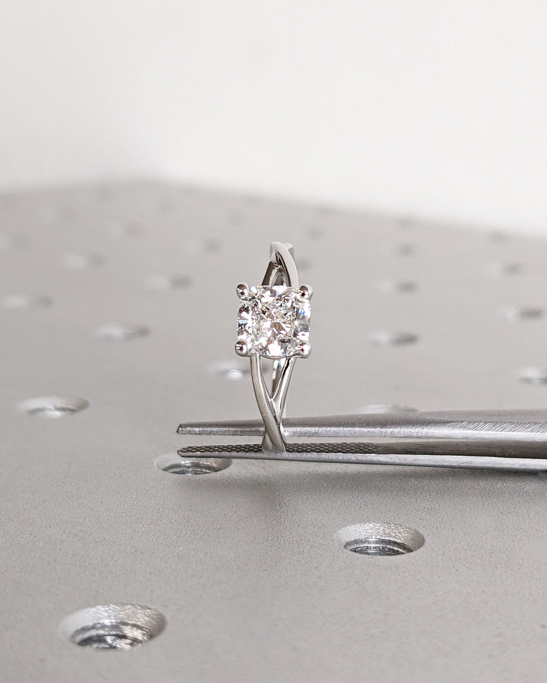 1.0CT Cushion Lab Grown Split Shank Diamond Engagement Ring Unique Twisted Band