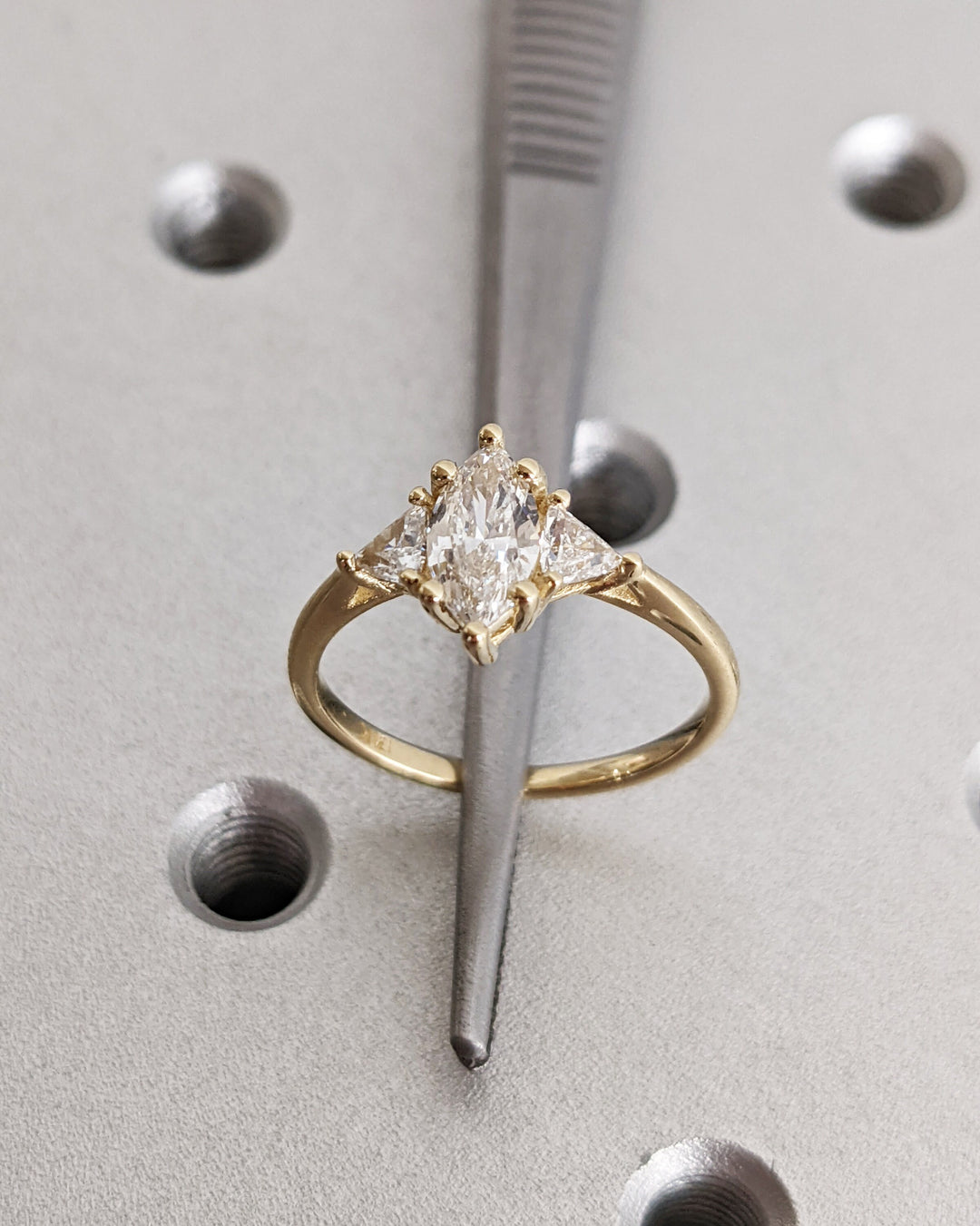 0.50CT Marquise Cut 3 Stone Lab Grown Diamond Engagement Ring For Her