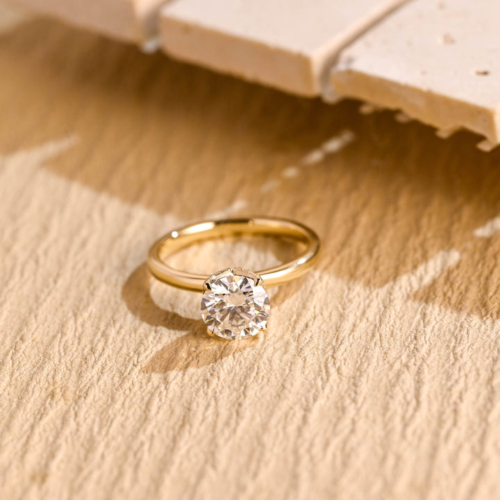 1.0CT Round Cut Hidden Halo GI Certified Lab Grown Diamond Solitaire Engagement Ring For Her