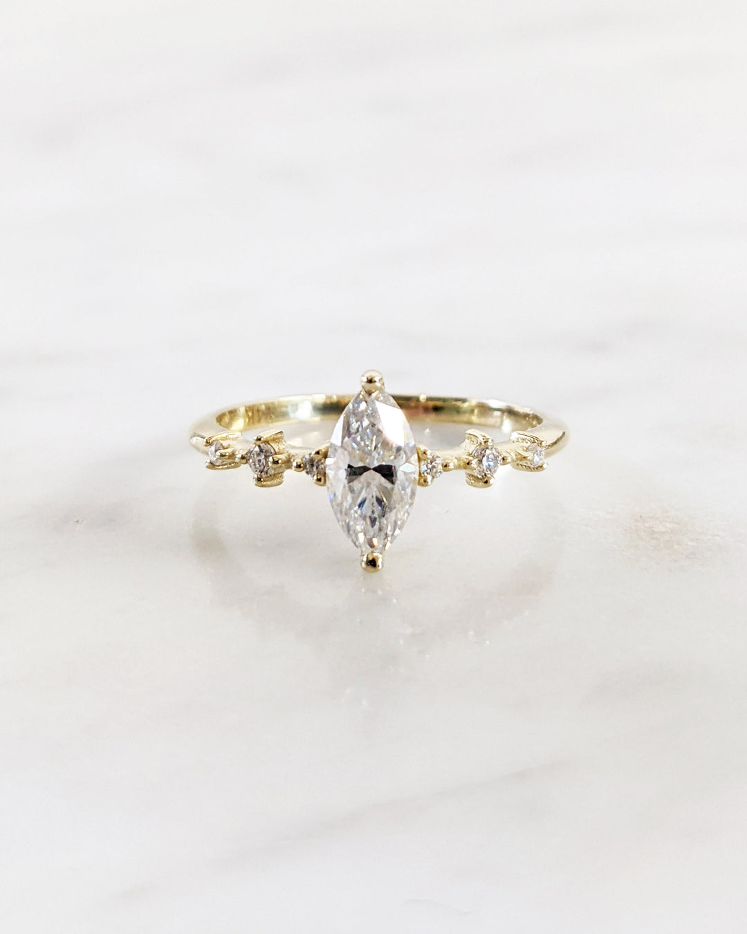 0.50CT Marquise Lab Grown Petite Pave Diamond Engagement Ring Maximalist Wedding Ring