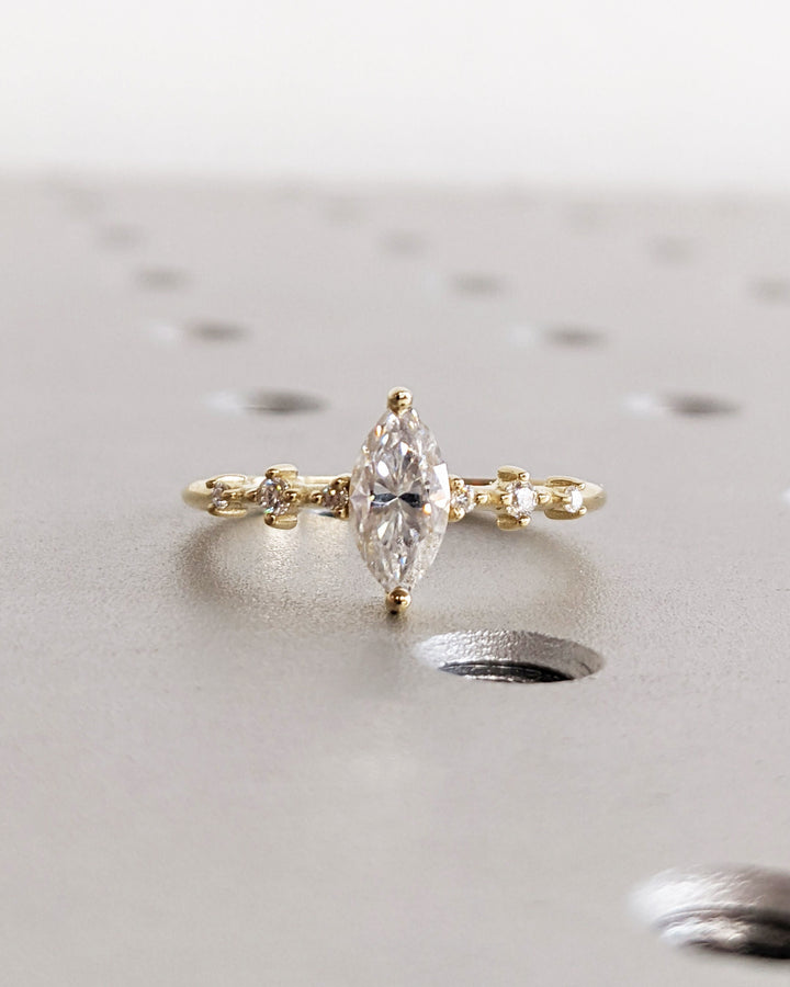 0.50CT Marquise Lab Grown Petite Pave Diamond Engagement Ring Maximalist Wedding Ring