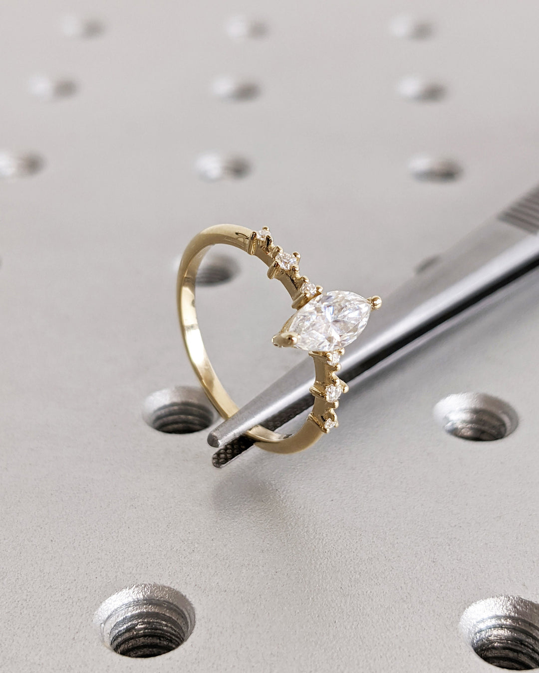 0.50CT Marquise Lab Grown Petite Pave Diamond Engagement Ring Maximalist Wedding Ring