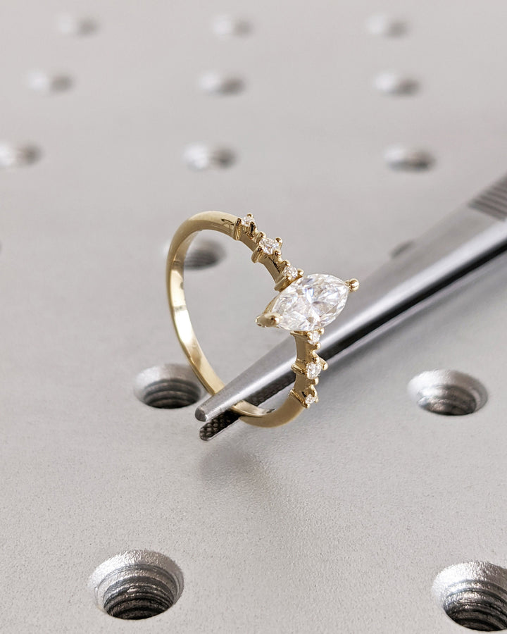 0.50CT Marquise Lab Grown Petite Pave Diamond Engagement Ring Maximalist Wedding Ring