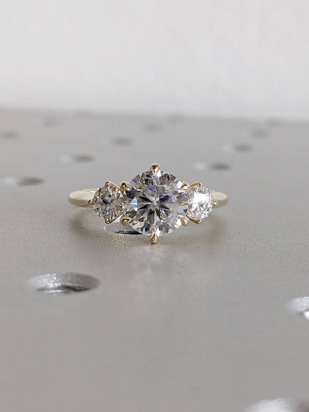 1.50CT Round Diamond Lab Grown Three Stone Engagement Ring For Women