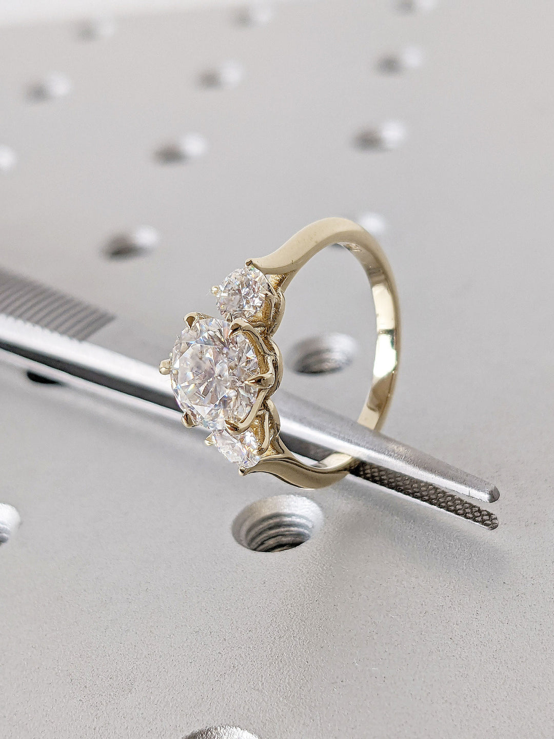 1.50CT Round Diamond Lab Grown Three Stone Engagement Ring For Women