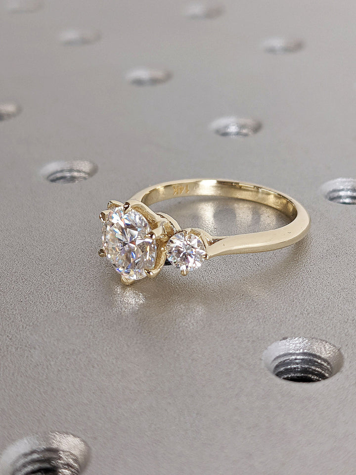 1.50CT Round Diamond Lab Grown Three Stone Engagement Ring For Women