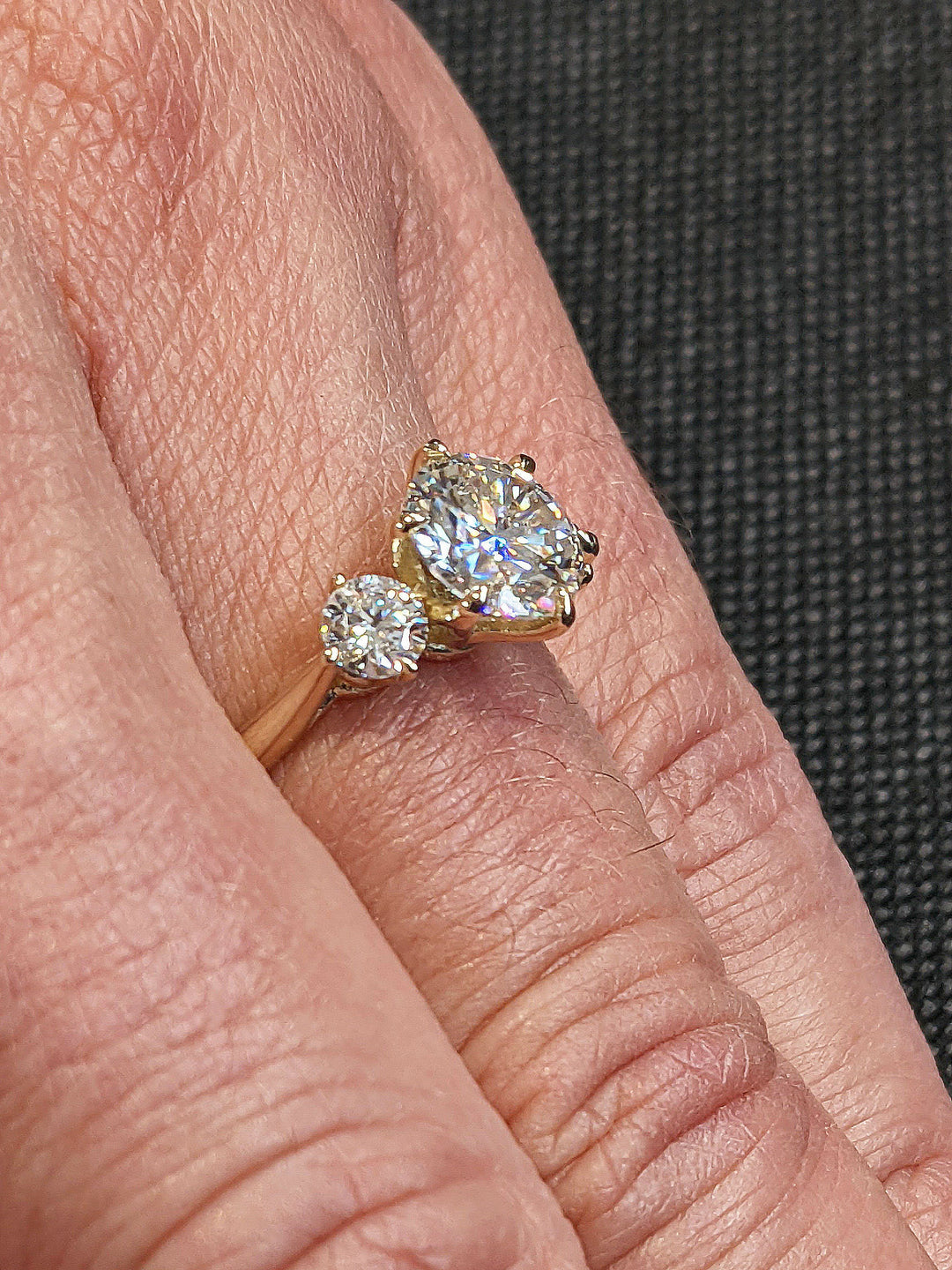 1.50CT Round Diamond Lab Grown Three Stone Engagement Ring For Women