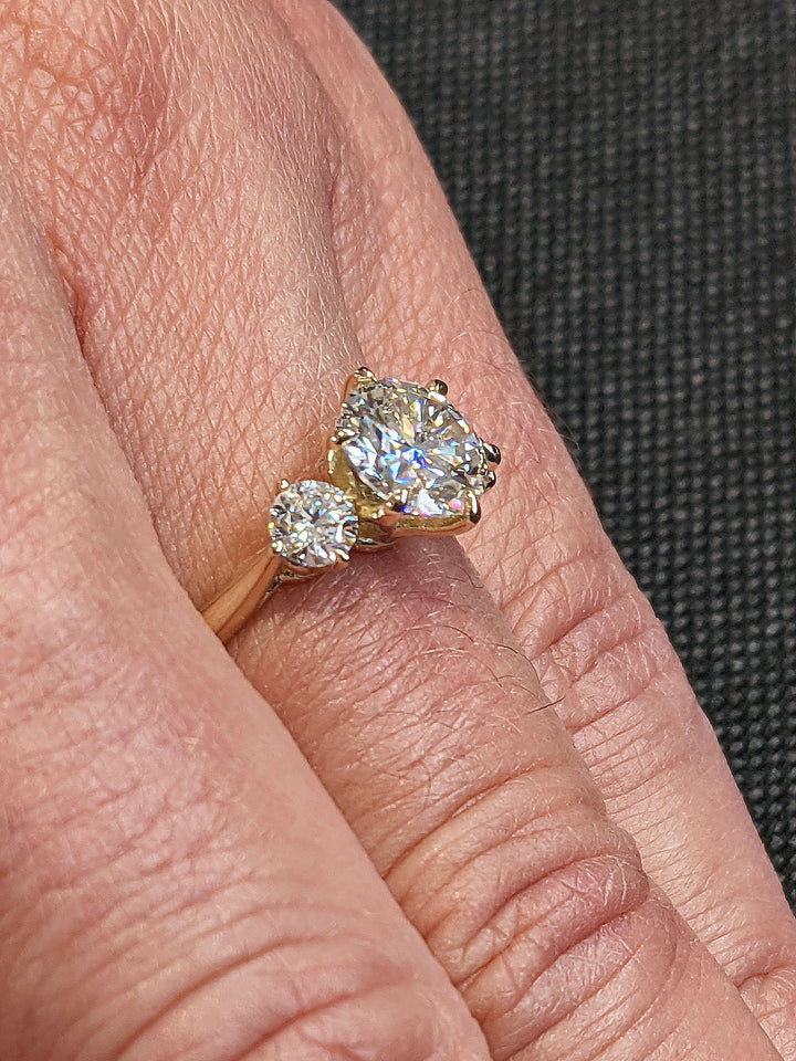1.50CT Round Diamond Lab Grown Three Stone Engagement Ring For Women