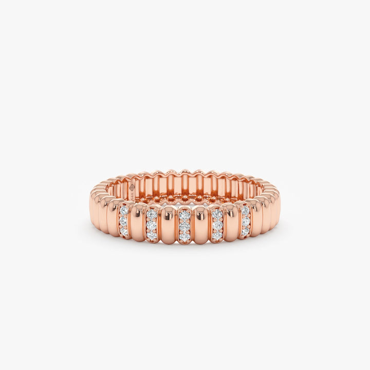 Round Cut Diamond Half Eternity Unique Wedding Ring for Her