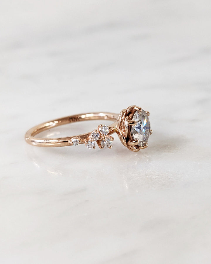 1.0CT Round Cut Cluster Diamond Flower Lab Grown Engagement Ring For Her