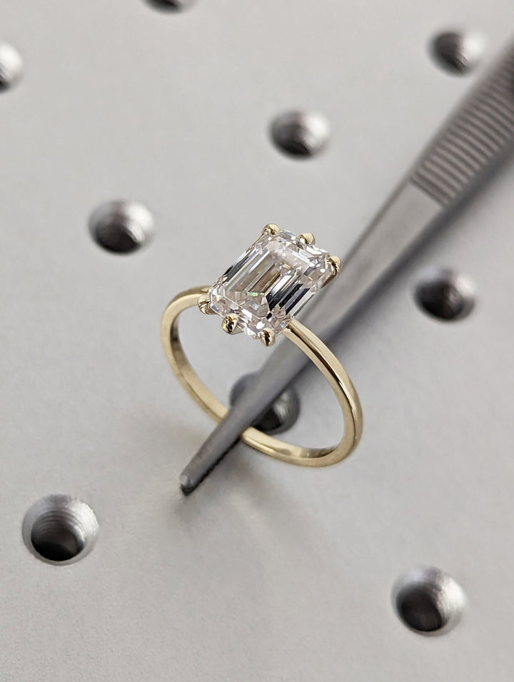 2.0CT Emerald Cut Solitaire Lab Grown Diamond Engagement Ring For Women