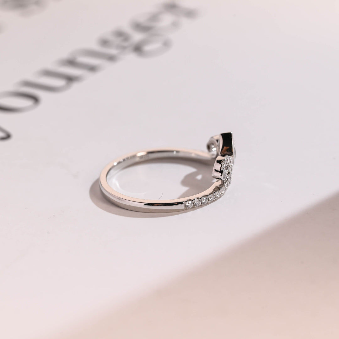 0.44CT Round & Pear Cut Crown CVD EF/VVS Diamond Wedding Matching Band For Women