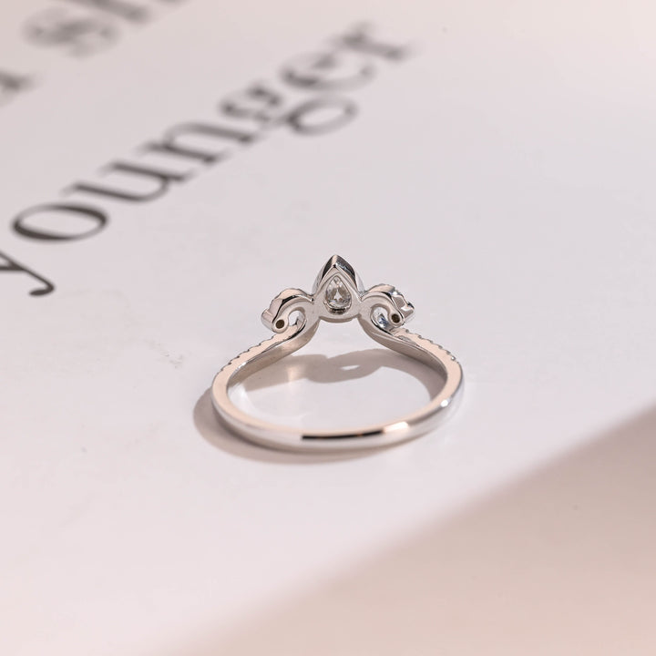 0.44CT Round & Pear Cut Crown CVD EF/VVS Diamond Wedding Matching Band For Women