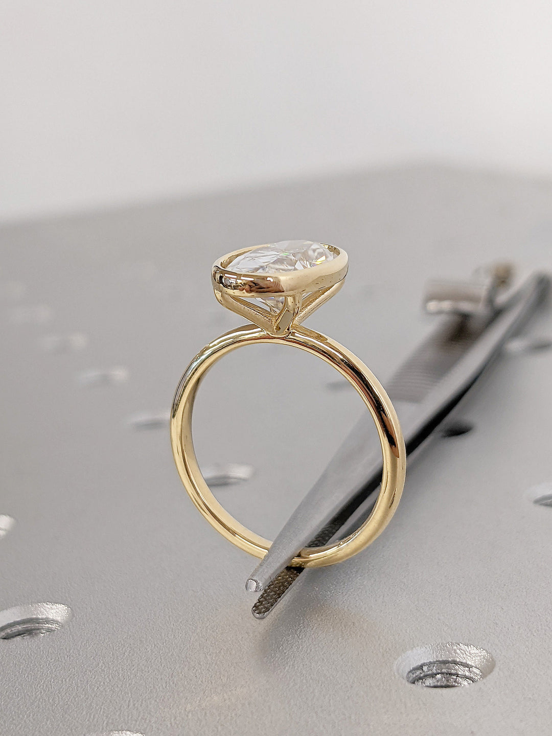 3.0CT Oval Cut Bezel Lab Grown Diamond Engagement Ring Anniversary Gift
