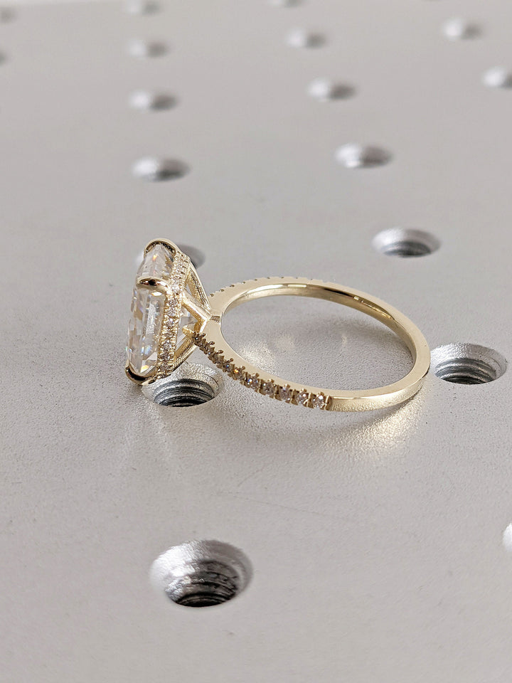 3.0CT Radiant Cut Pave Lab Grown Hidden Halo Diamond Engagement Ring For Women