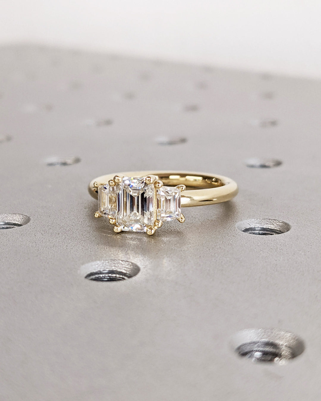 1.0CT Emerald Cut 3 Stone Lab Grown Diamond Engagement Ring For Women Minimalist Wedding Ring