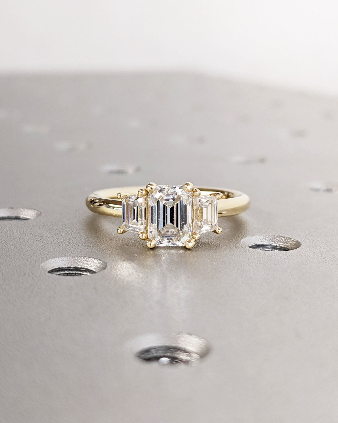 1.0CT Emerald Cut 3 Stone Lab Grown Diamond Engagement Ring For Women Minimalist Wedding Ring