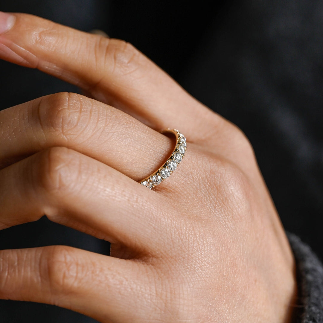 1.80CT Round Cut Half Eternity CVD EF/VVS Diamond Wedding Band For Women