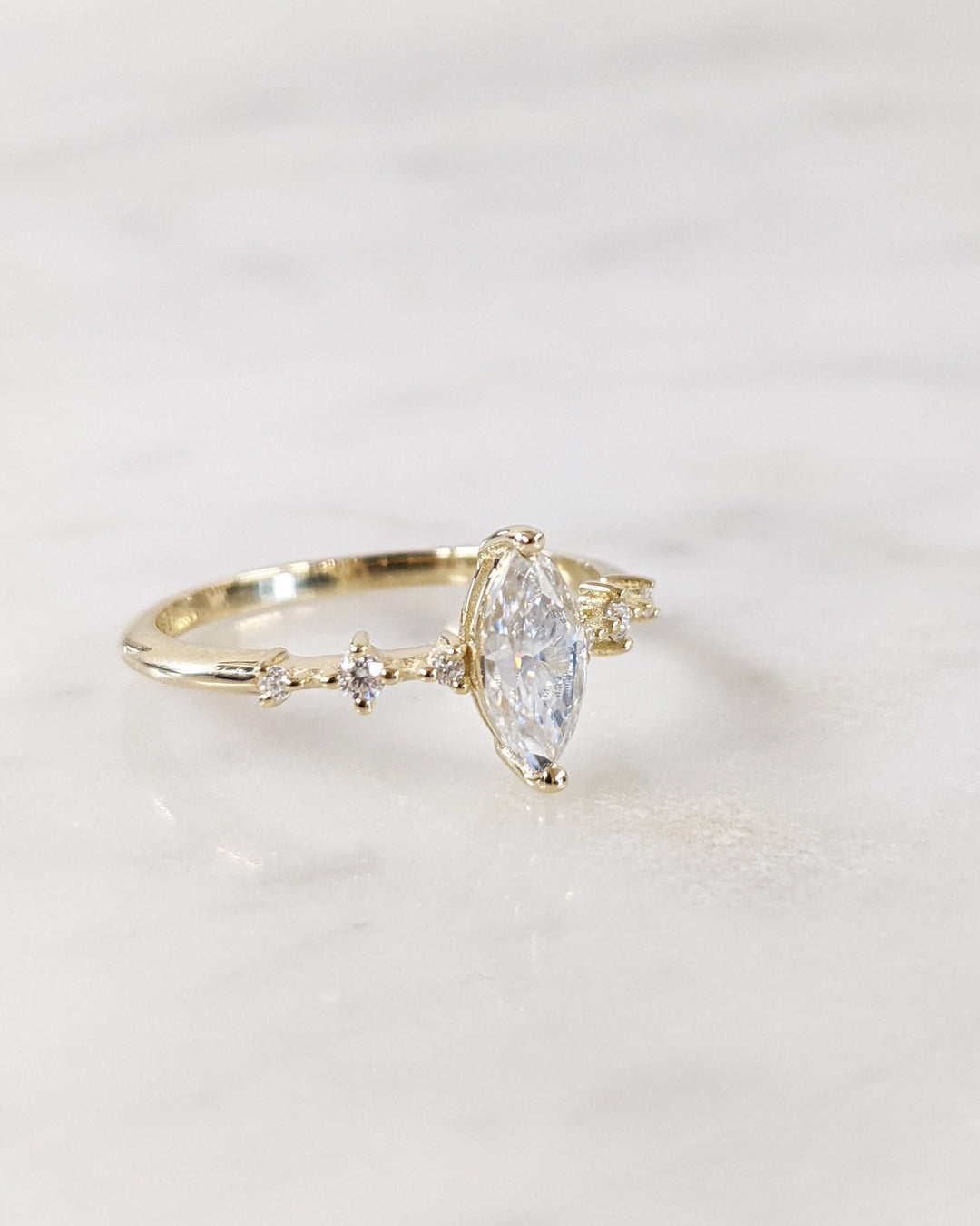 0.50CT Marquise Lab Grown Petite Pave Diamond Engagement Ring Maximalist Wedding Ring