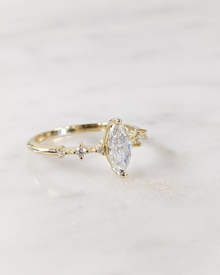 0.50CT Marquise Lab Grown Petite Pave Diamond Engagement Ring Maximalist Wedding Ring