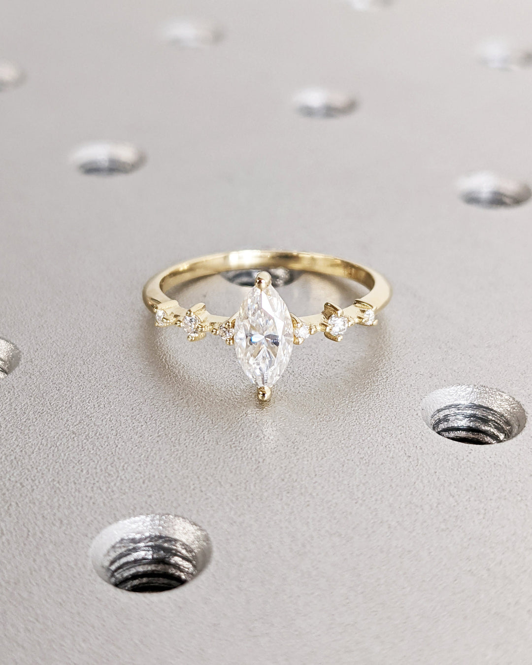 0.50CT Marquise Lab Grown Petite Pave Diamond Engagement Ring Maximalist Wedding Ring