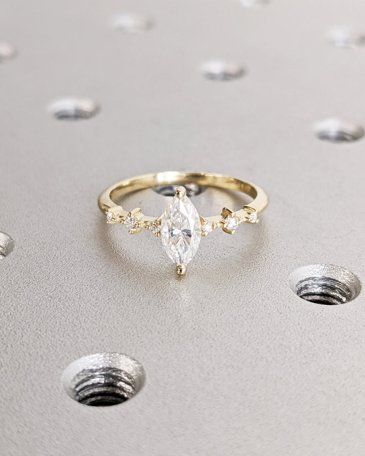 0.50CT Marquise Lab Grown Petite Pave Diamond Engagement Ring Maximalist Wedding Ring