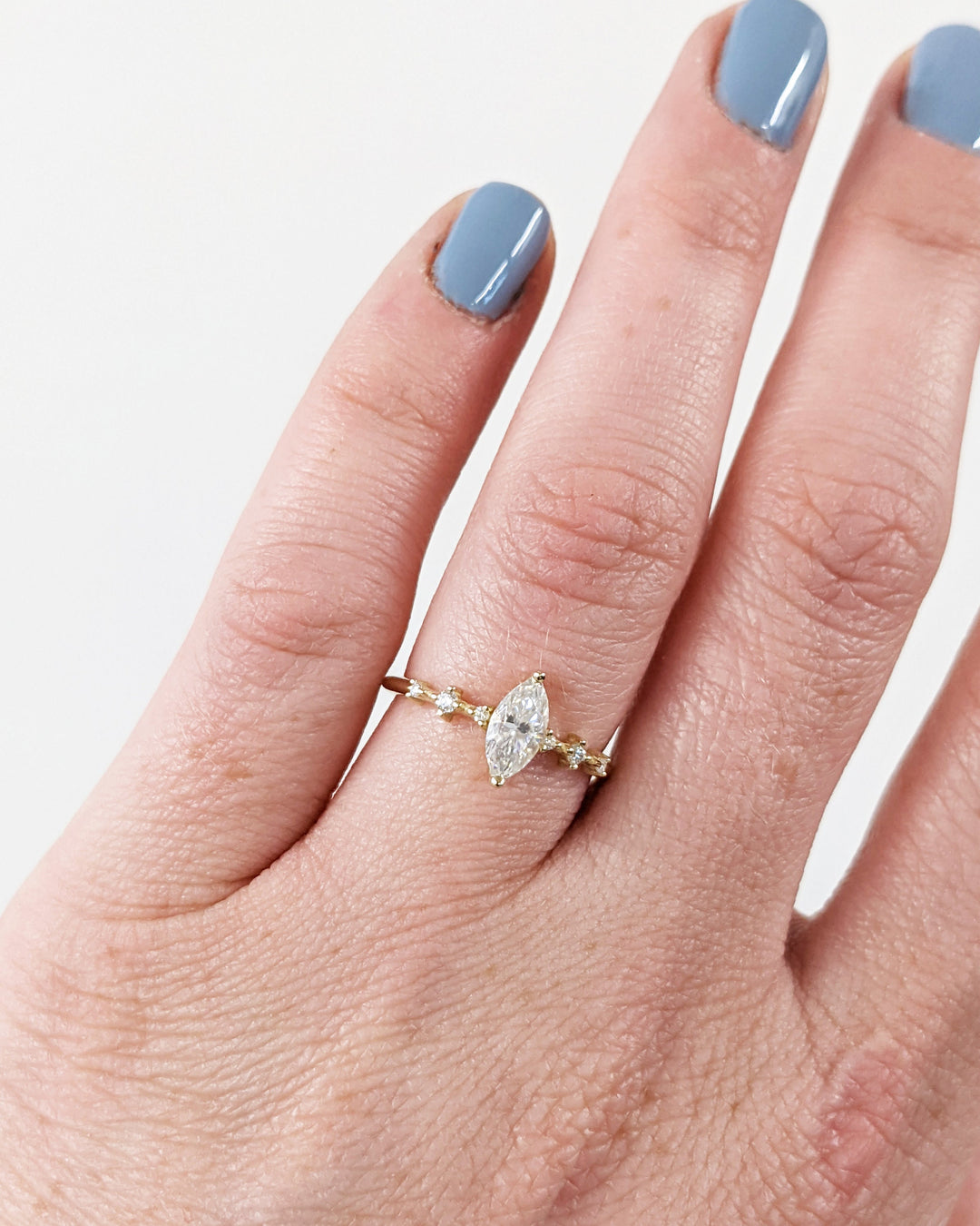 0.50CT Marquise Lab Grown Petite Pave Diamond Engagement Ring Maximalist Wedding Ring