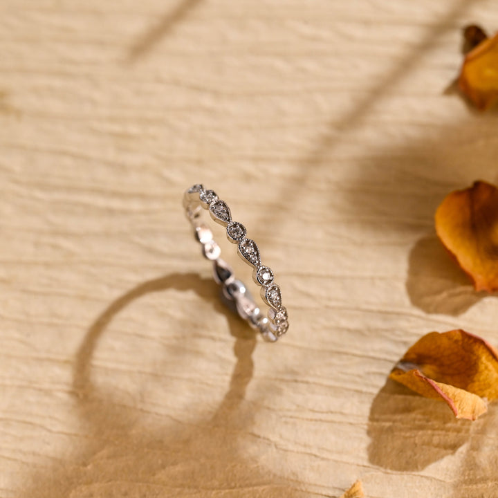 0.25CT Round Cut Vintage CVD EF/VVS Diamond Wedding Band For Women