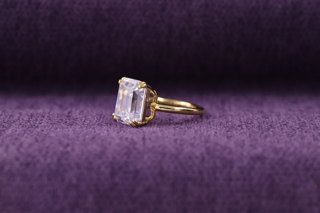 2.50CT Emerald Cut Double Prong Lab Grown Diamond Solitaire Engagement Ring For Her