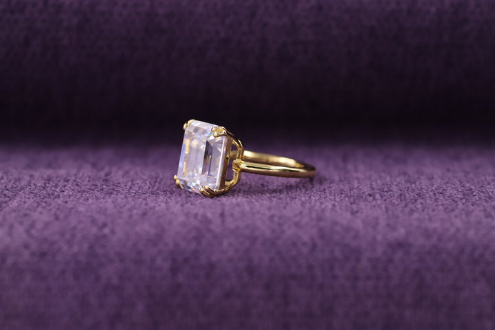 2.50CT Emerald Cut Double Prong Lab Grown Diamond Solitaire Engagement Ring For Her