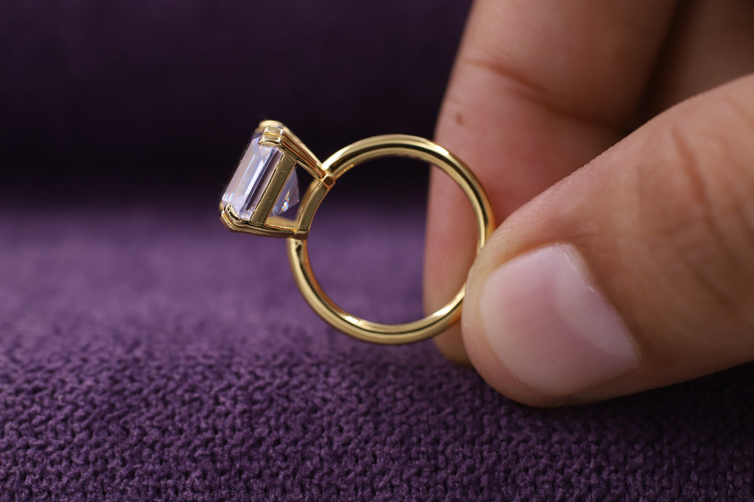 2.50CT Emerald Cut Double Prong Lab Grown Diamond Solitaire Engagement Ring For Her