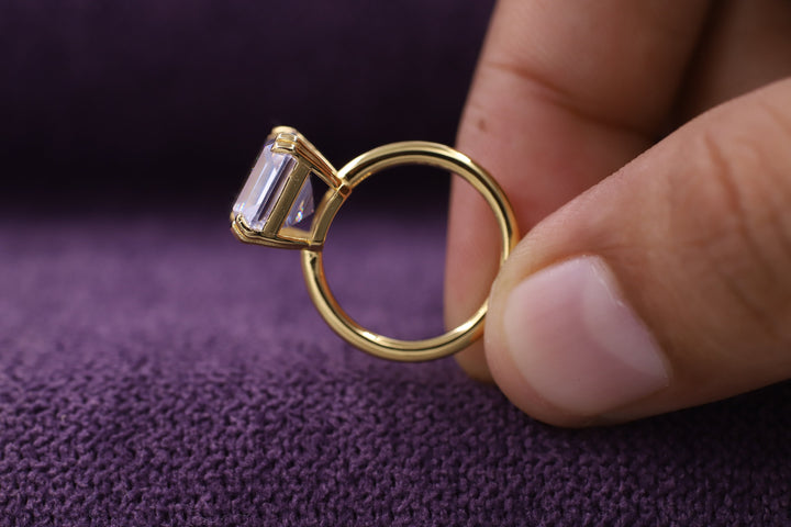 2.50CT Emerald Cut Double Prong Lab Grown Diamond Solitaire Engagement Ring For Her