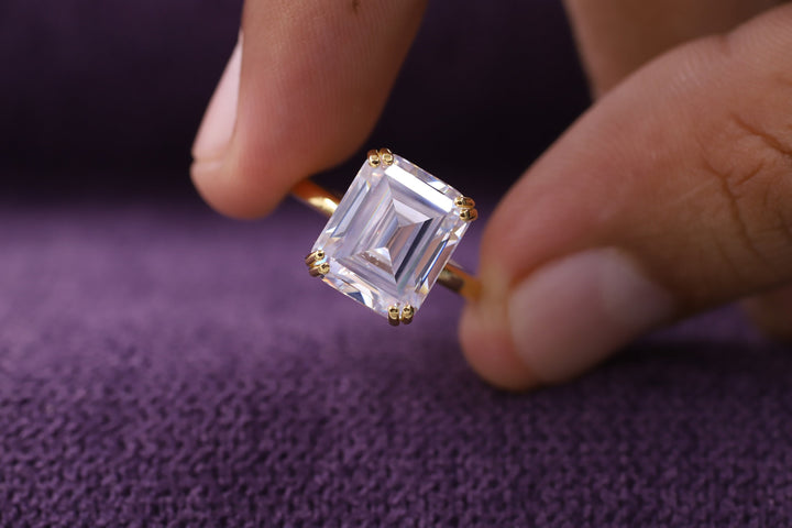 2.50CT Emerald Cut Double Prong Lab Grown Diamond Solitaire Engagement Ring For Her