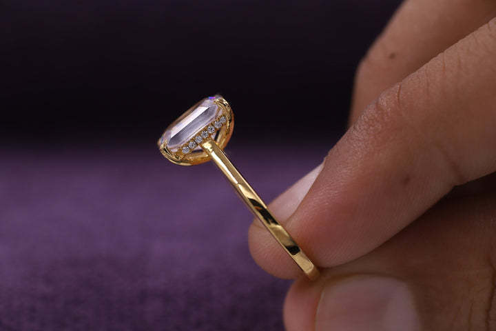 2.50CT Emerald Cut Hidden Halo Lab Grown Diamond Engagement Ring For Her