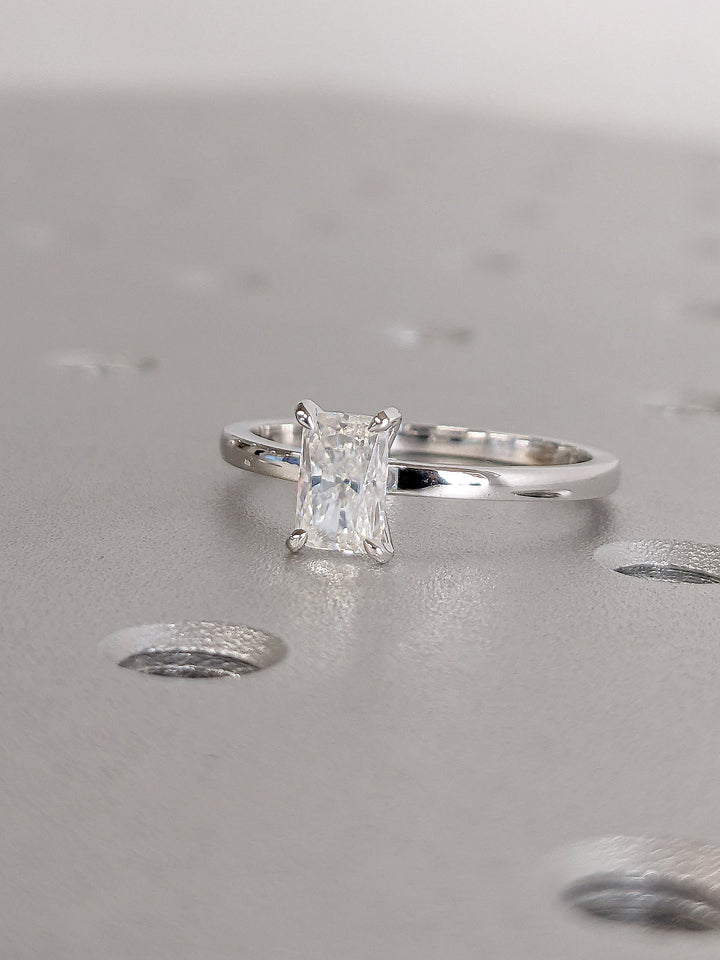 0.50CT Radiant Cut Solitaire Diamond Lab Grown Engagement Ring For Women Minimalist Wedding Ring