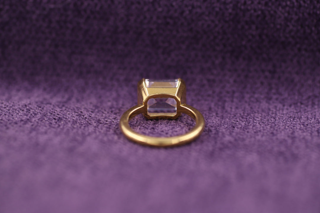 2.0CT Emerald Cut Half Bezel Lab Grown Diamond Engagement Ring For Her