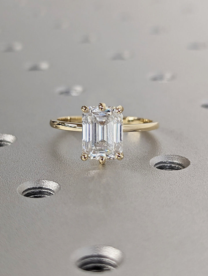 2.0CT Emerald Cut Solitaire Lab Grown Diamond Engagement Ring For Women