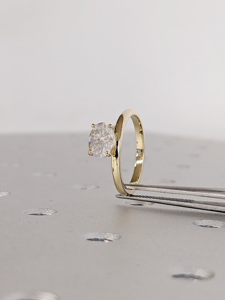 1.0CT East West Oval Cut Solitaire  IGI Certified Lab Grown Diamond Engagement Ring For Women