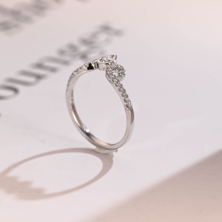 0.44CT Round & Pear Cut Crown CVD EF/VVS Diamond Wedding Matching Band For Women