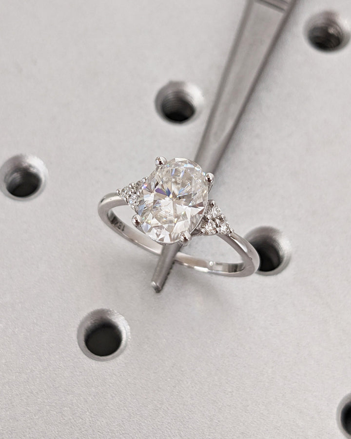 2.0CT Oval Cut Cluster Lab Grown Diamond Engagement Ring For Women