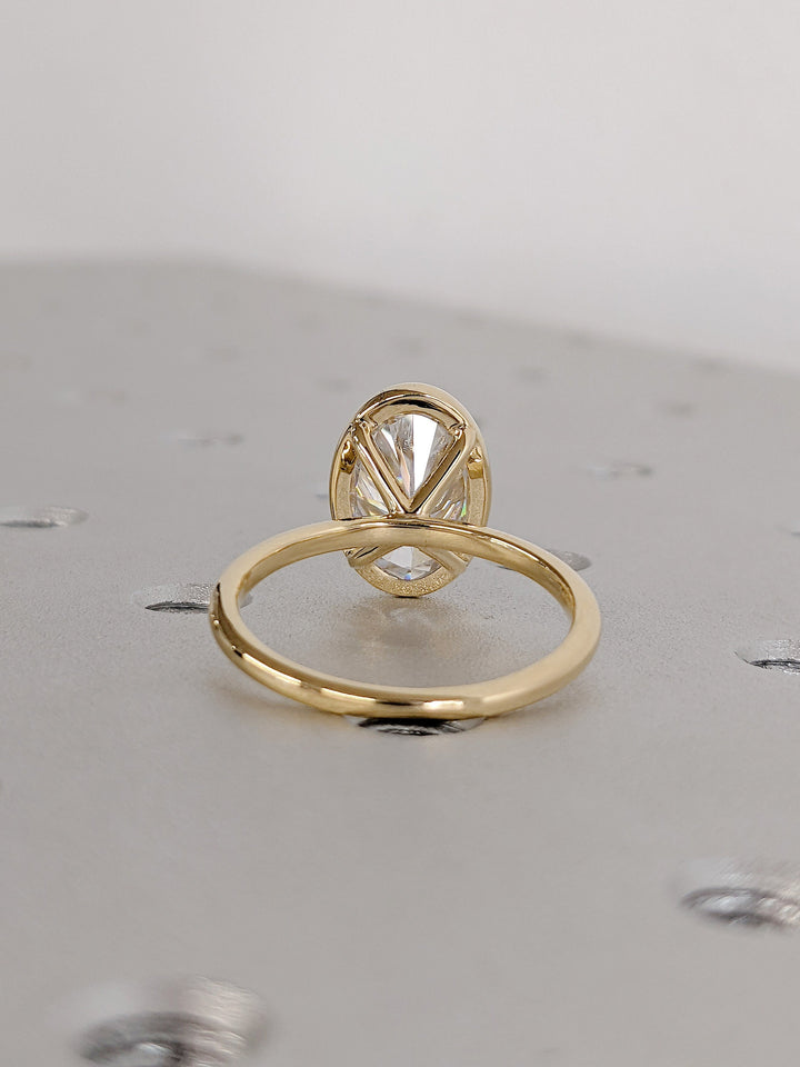 3.0CT Oval Cut Bezel Lab Grown Diamond Engagement Ring Anniversary Gift