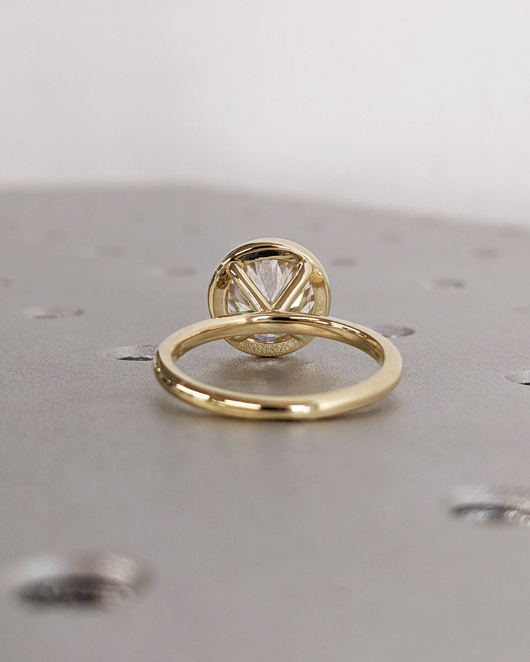2.50CT Round Cut Bezel Lab Grown Diamond Engagement Ring For Women