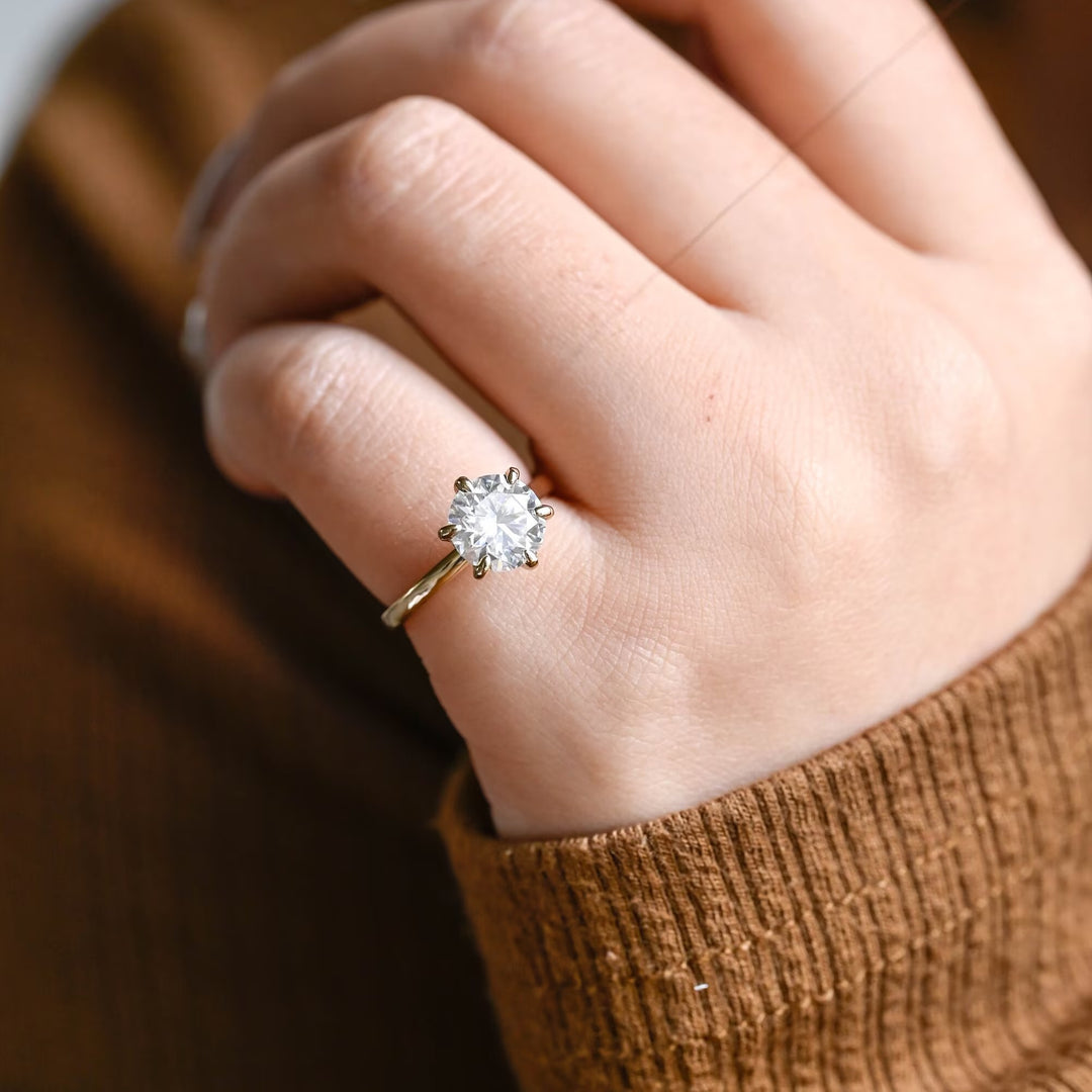 1.0CT Round Cut Hidden Halo GI Certified Lab Grown Diamond Solitaire Engagement Ring For Her
