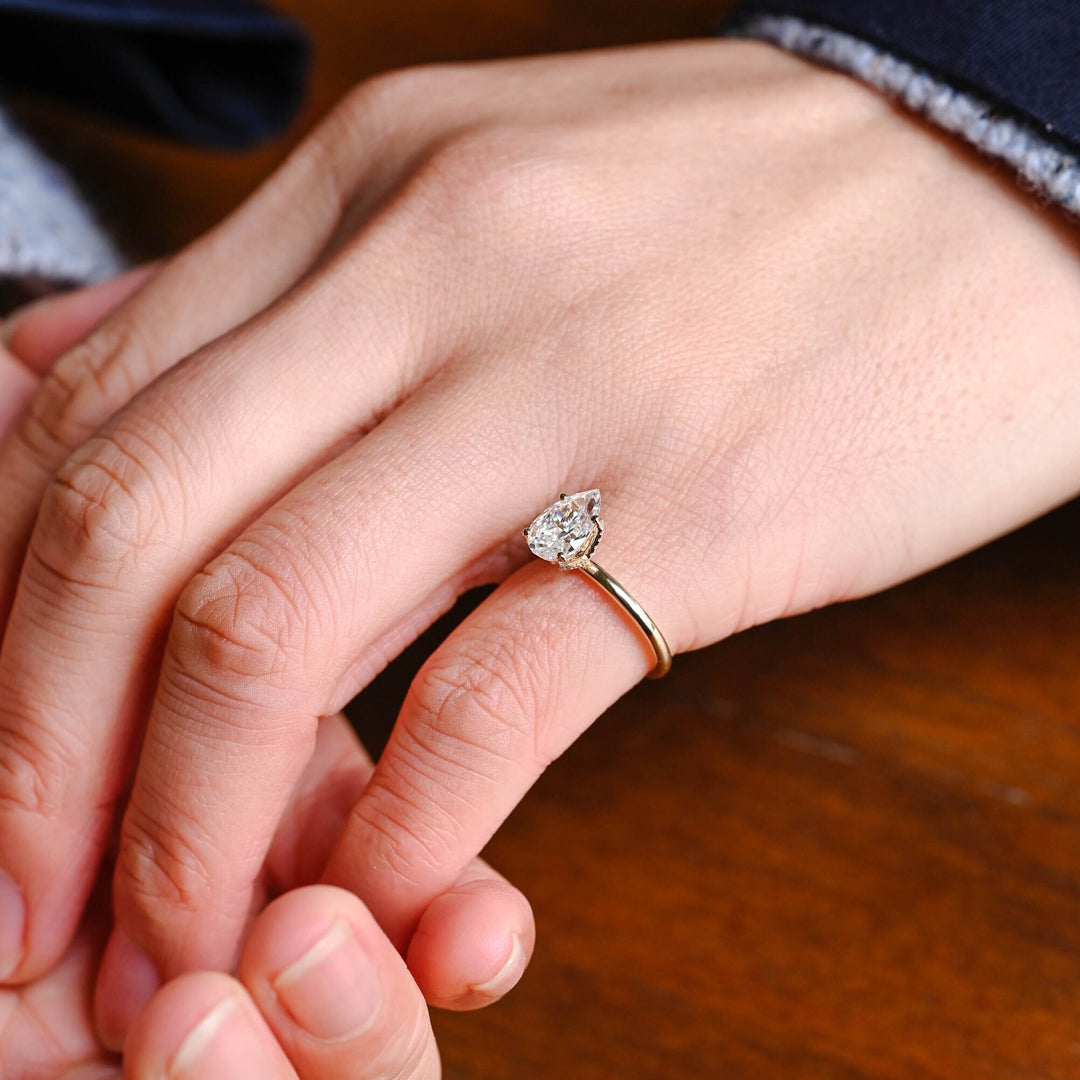 0.50CT Pear Cut Lab Grown Diamond Solitaire Engagement Ring For Women