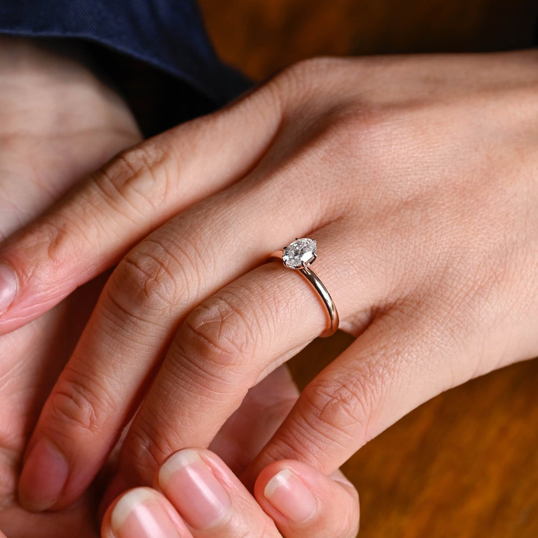 1.0CT Oval Cut Lab Grown Diamond Solitaire Engagement Ring, Proposal Ring