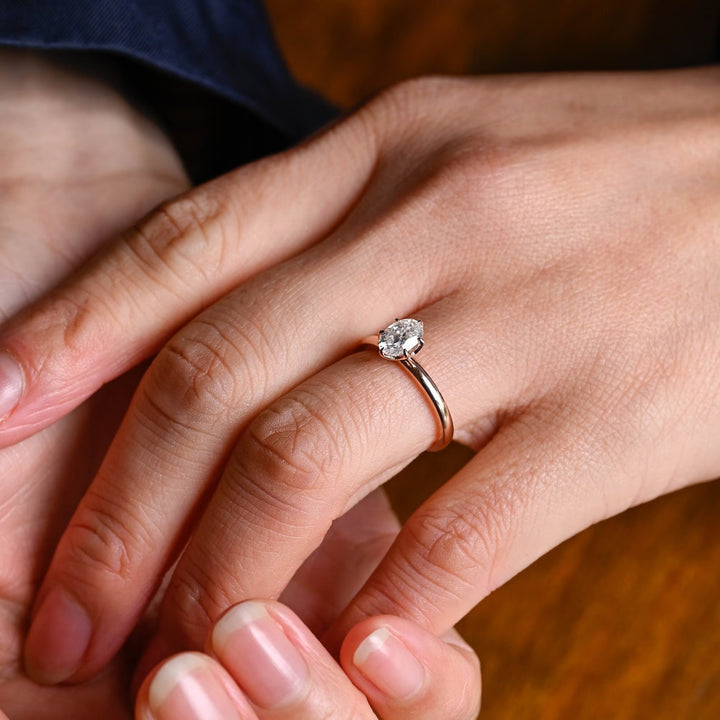 1.0CT Oval Cut Lab Grown Diamond Solitaire Engagement Ring, Proposal Ring