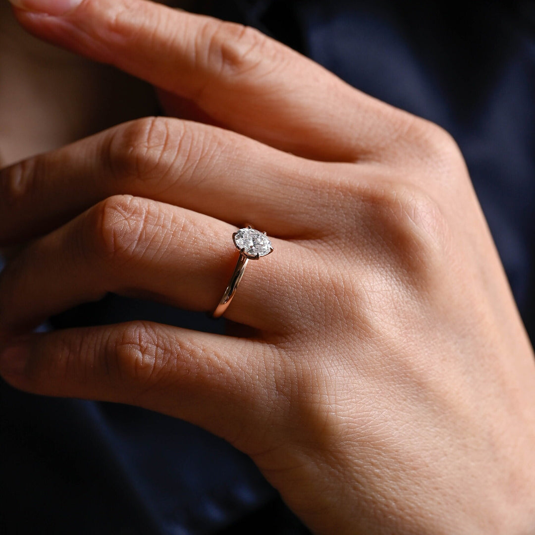 1.0CT Oval Cut Lab Grown Diamond Solitaire Engagement Ring, Proposal Ring