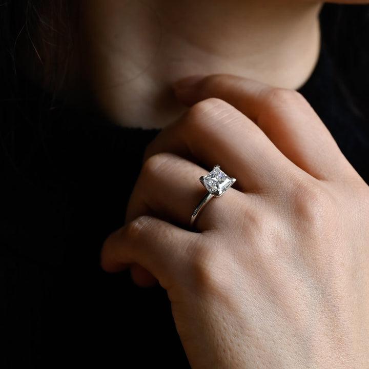 1.0CT Princess Cut Lab Grown Diamond Solitaire Engagement Ring, Anniversary Gift