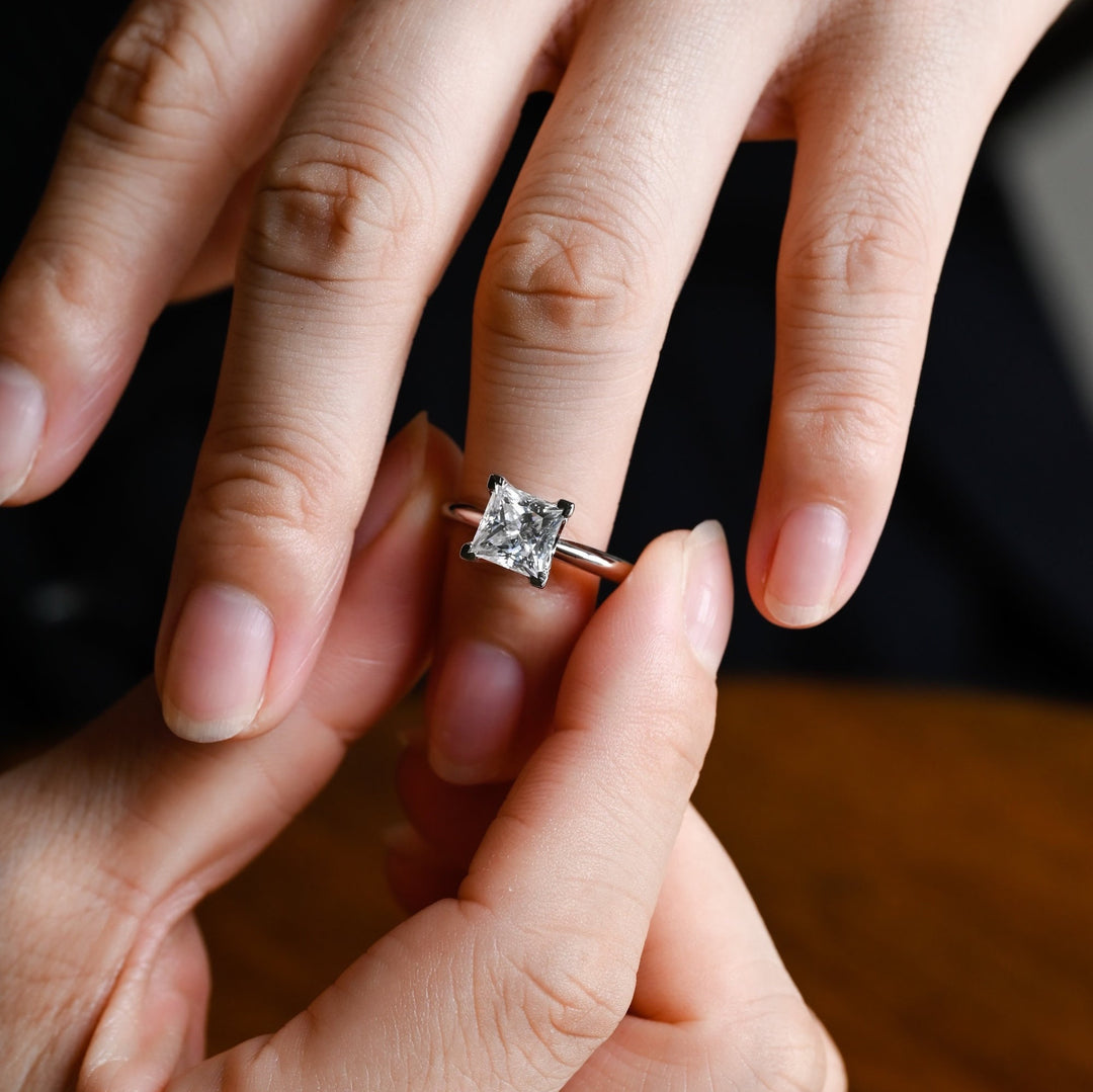 1.0CT Princess Cut Lab Grown Diamond Solitaire Engagement Ring, Anniversary Gift
